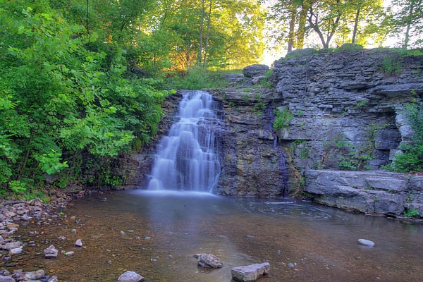 A waterfall at France Park located in Cass County, Indiana